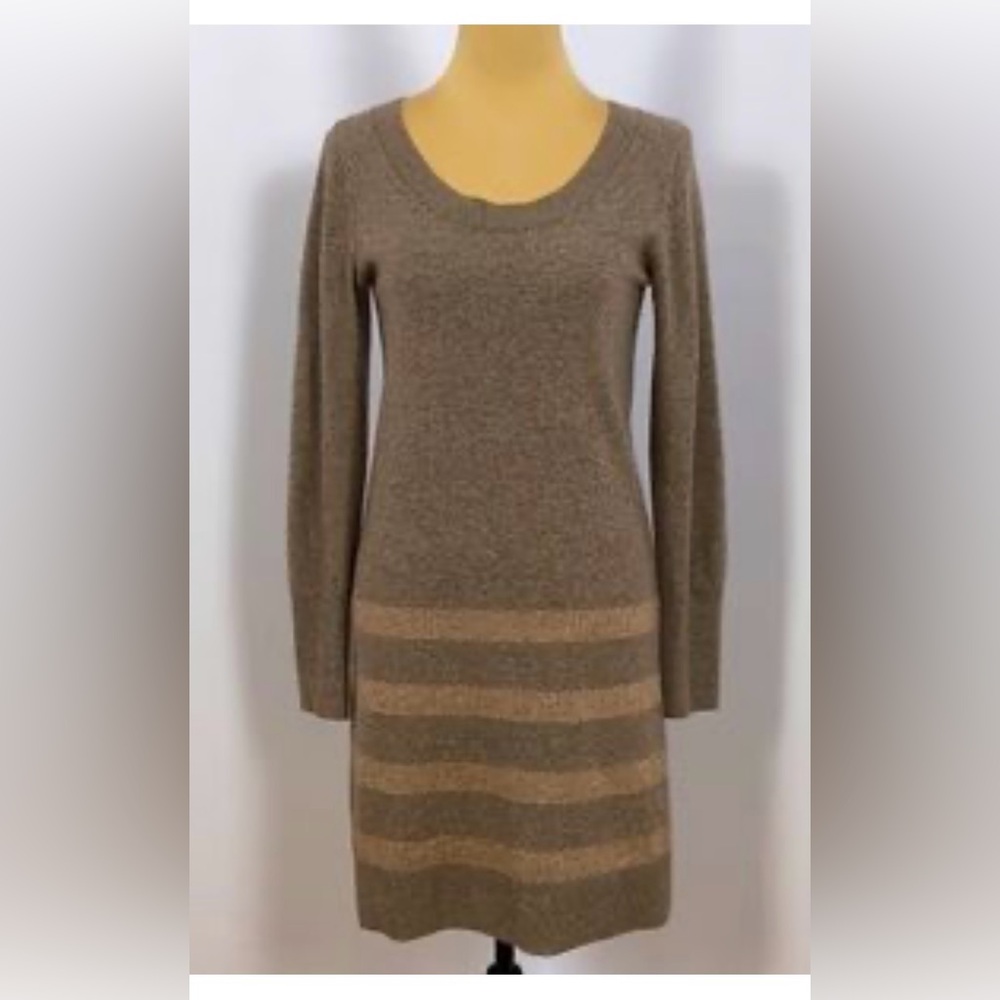 Banana Republic Sweater Dress Brown Gold Sparkle Small